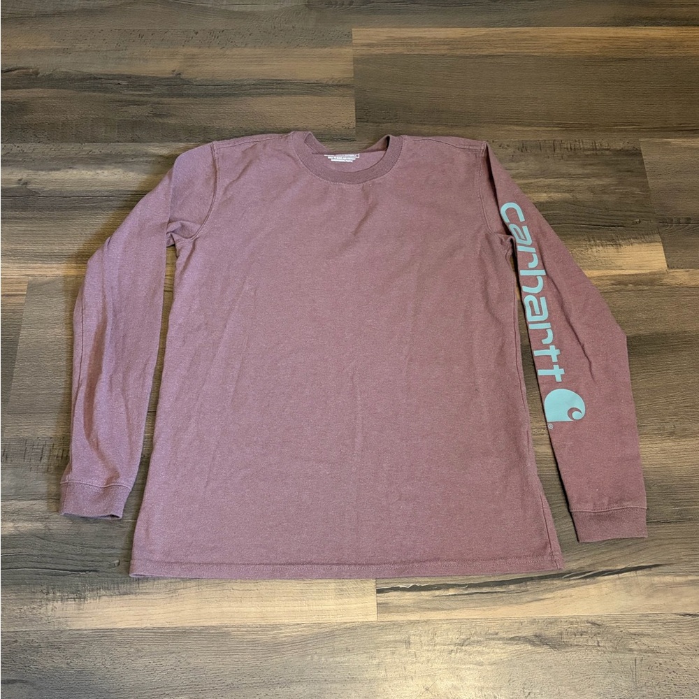 Mens Carhartt Long-Sleeve Crew Tee in Mauve Size XS